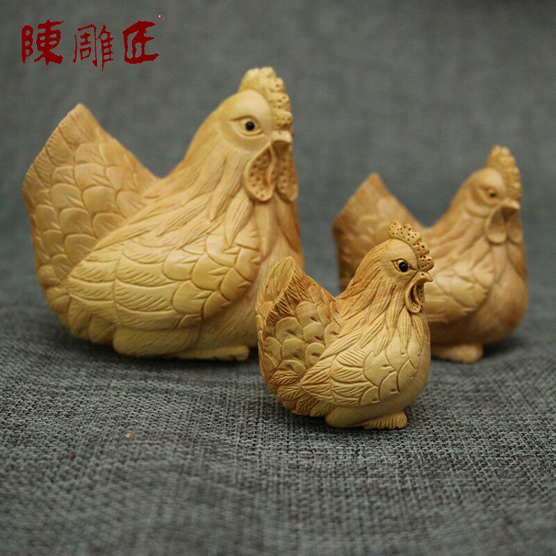 陈雕匠乐清黄杨木十二生肖羊摆件牛木雕龙马鸡动物圆雕工艺品摆饰
