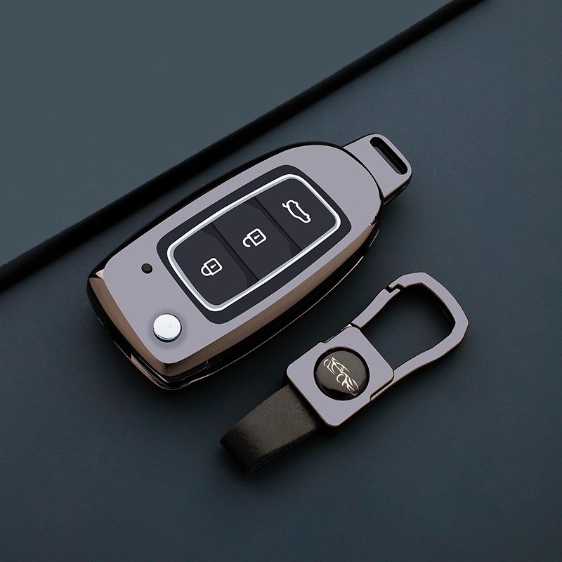 适用于改装后配KD子机钥匙套折叠A28现代菲斯塔增配遥控钥匙包扣
