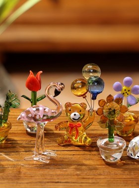 琉璃创意动物植物汽车车载摆件树脂工艺品电视电脑装饰小摆件