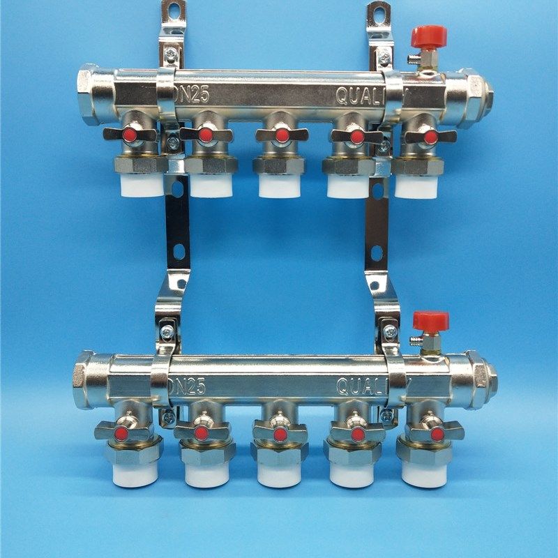 地暖分水器20PPR热熔分水器1寸DN25分水器25PPR黄铜分水器DN20