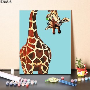 数字油画diy手工填充消磨时间学生简单填色海洋鹿手绘涂色油彩画