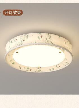 宋氏复古ed吸顶灯长方形厅印灯布艺新中式复古花房间l客459卧室灯