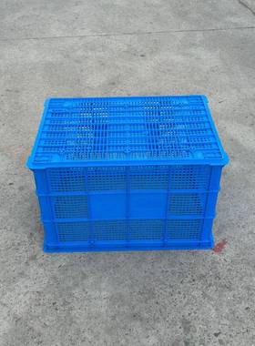 蓝色加厚75整塑5料周转筐长服ZUE装理塑胶框方形网眼快递收纳筐