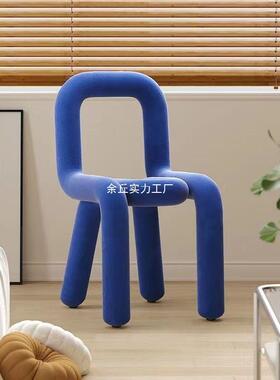 生卧室化女子妆台梳妆凳法轻式奶油风奢YJP异形椅网红彩色感餐椅