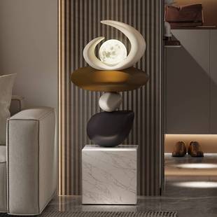 左顾  创意重叠石头雕塑售楼处摆件酒店大堂落地艺术楼梯口装饰品