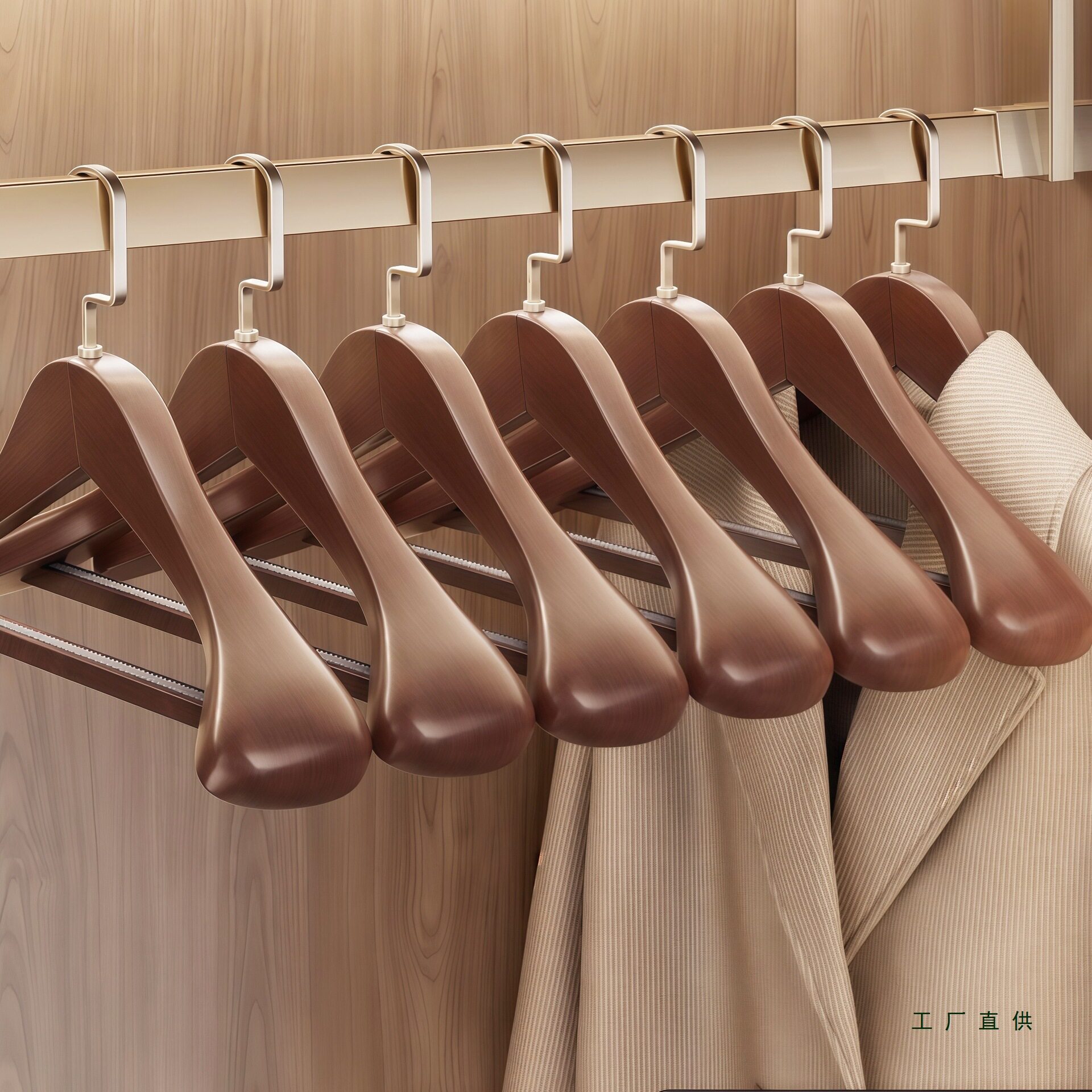 实木家用挂衣无痕防滑衣撑晾衣服架子酒店服装店定 制专用木质衣