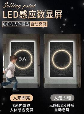 意led钟表挂钟厅2024款壁灯新高玄关创装饰画客数显电子时钟BIQ挂