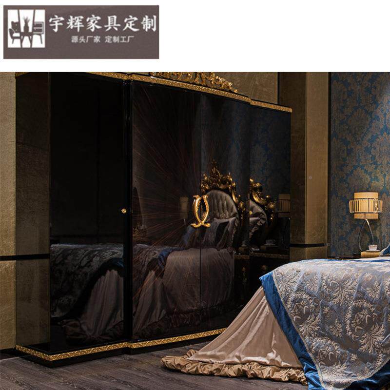 粤具惠金欧式床实木床式宫廷奢华别墅箔雕意式卧花室双人床法家具