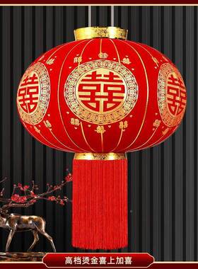 结喜字款红灯笼ENI灯笼大门户外婚植绒婚庆婚礼新布置喜庆阳台装