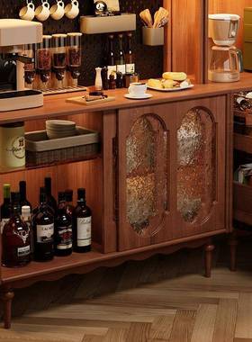 法式实木古风餐边柜樱木桃家用美式厨复纳OGF房收柜一体靠墙组合