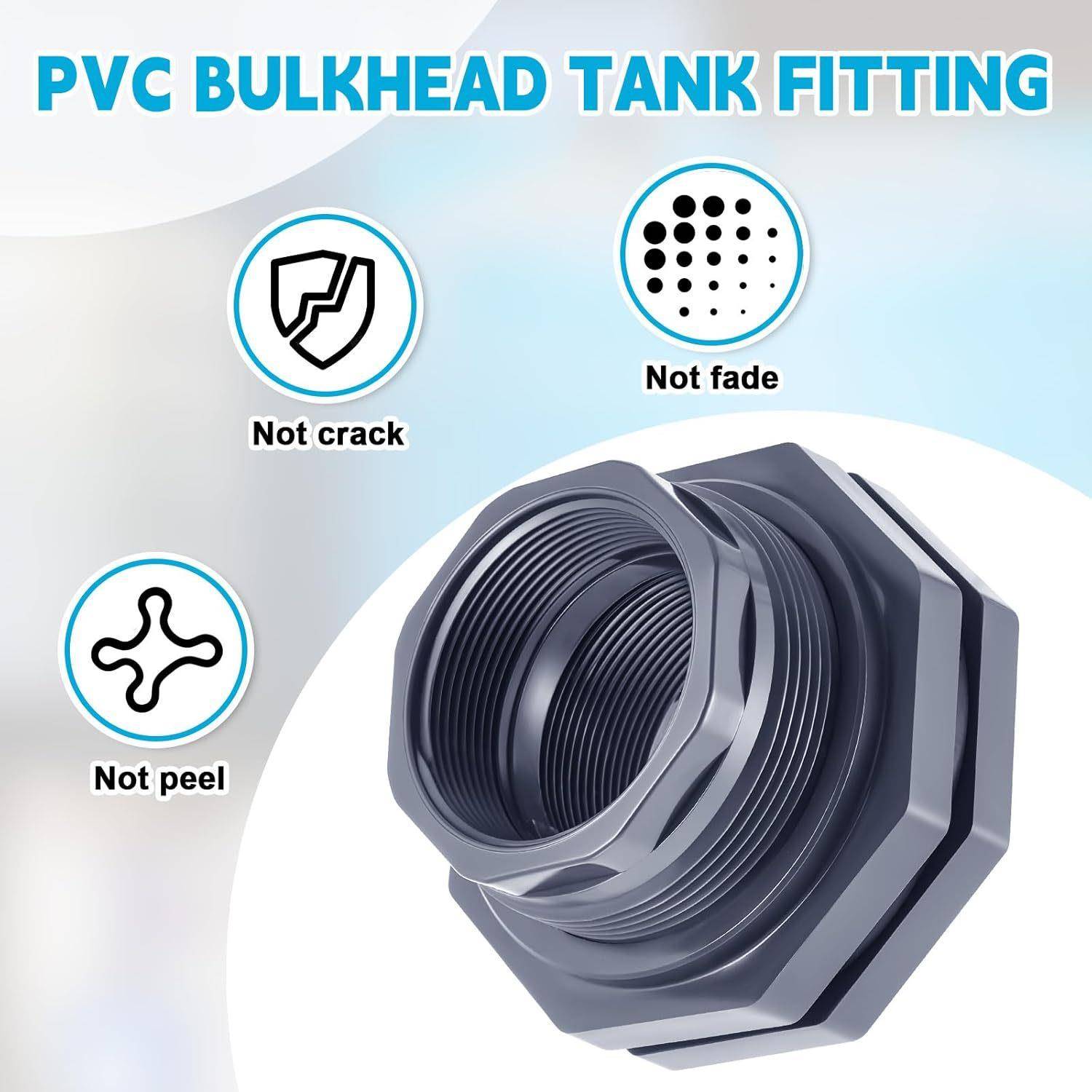 亚马UPCV水箱接头塑料水塔头3寸PVC接鱼缸接头双头内牙3寸逊接头