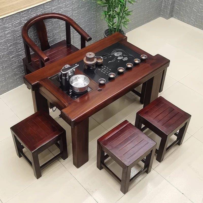 船组桌木椅合木功夫办公室BER泡茶家用简约套装茶台新款老船茶几
