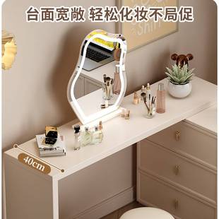 轻奢奶油风化妆台床尾收纳柜转角电脑桌书桌卧室斗柜梳妆台一体桌