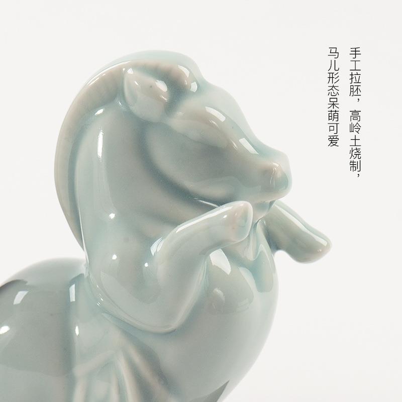 代新中式书靠现书档房玉陶瓷马摆件MC-TY-25酒柜样板房办公室书书