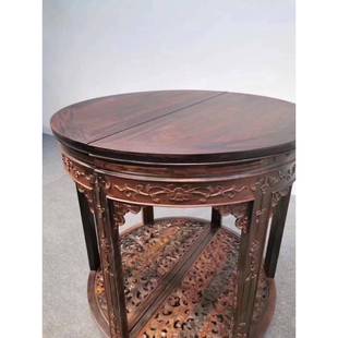 老挝大红酸枝交趾黄檀花架半圆桌置物架盆景架玄关餐桌清式明式