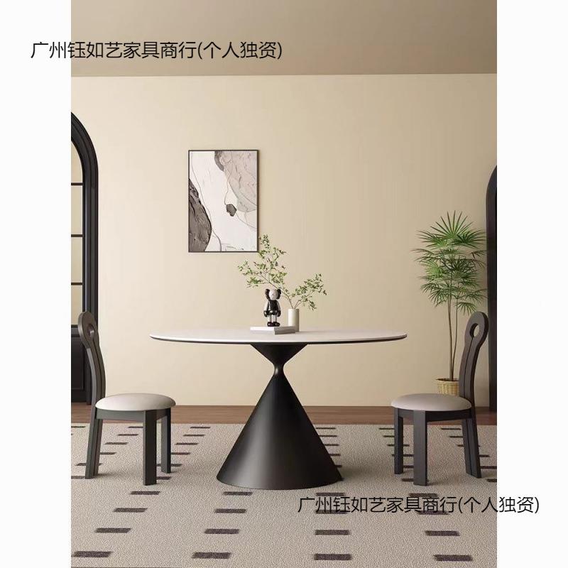 岩圆形餐桌家居现代简约圆板桌小户XZH家用饭桌椅组合公寓民型餐
