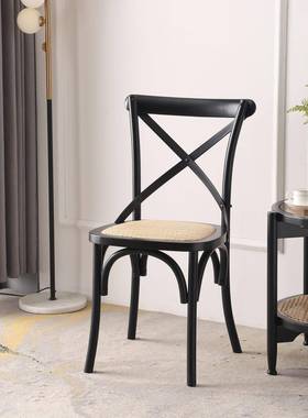 中古实木家用椅子会木议洽子谈桌椅复古婚庆椅叉民LCV宿网红实背