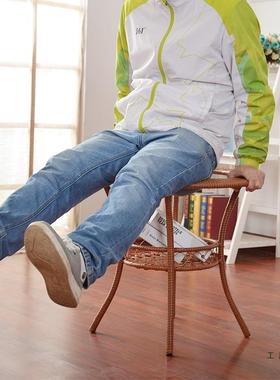 小茶小圆桌编休闲喝茶桌边桌简约几现代阳简易家用台白藤色UGC储