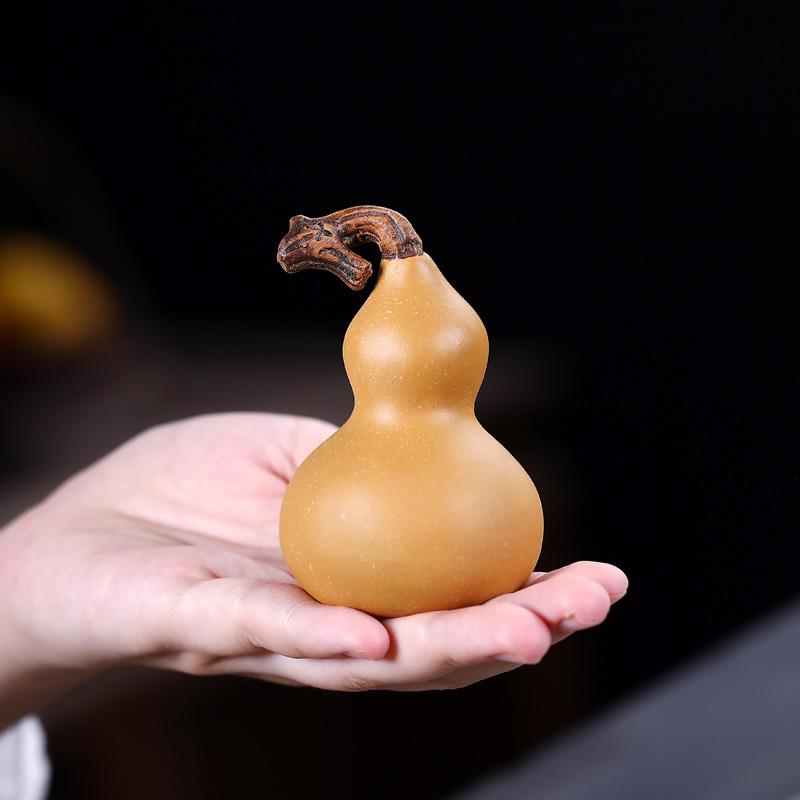 宜兴砂创意手个紫性工EJO紫砂茶宠道茶玩茶摆件段泥葫芦