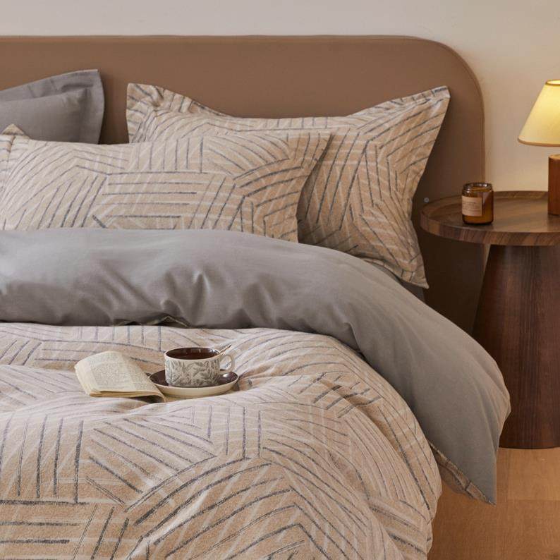 舒冬尊客||全棉加厚HCHC磨毛印床花上四件套秋被套床单款纯棉保暖