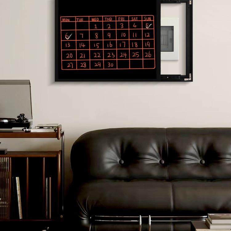 箱现代电F98J6JTH表箱装饰画门头板黑配电挡免打孔遮推拉白板磁吸