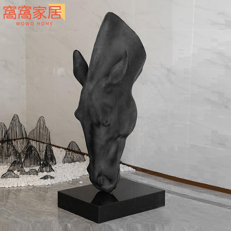 摆玻璃钢马雕塑头型走廊客厅玄关RX75件轻奢高档进门大招财落地装