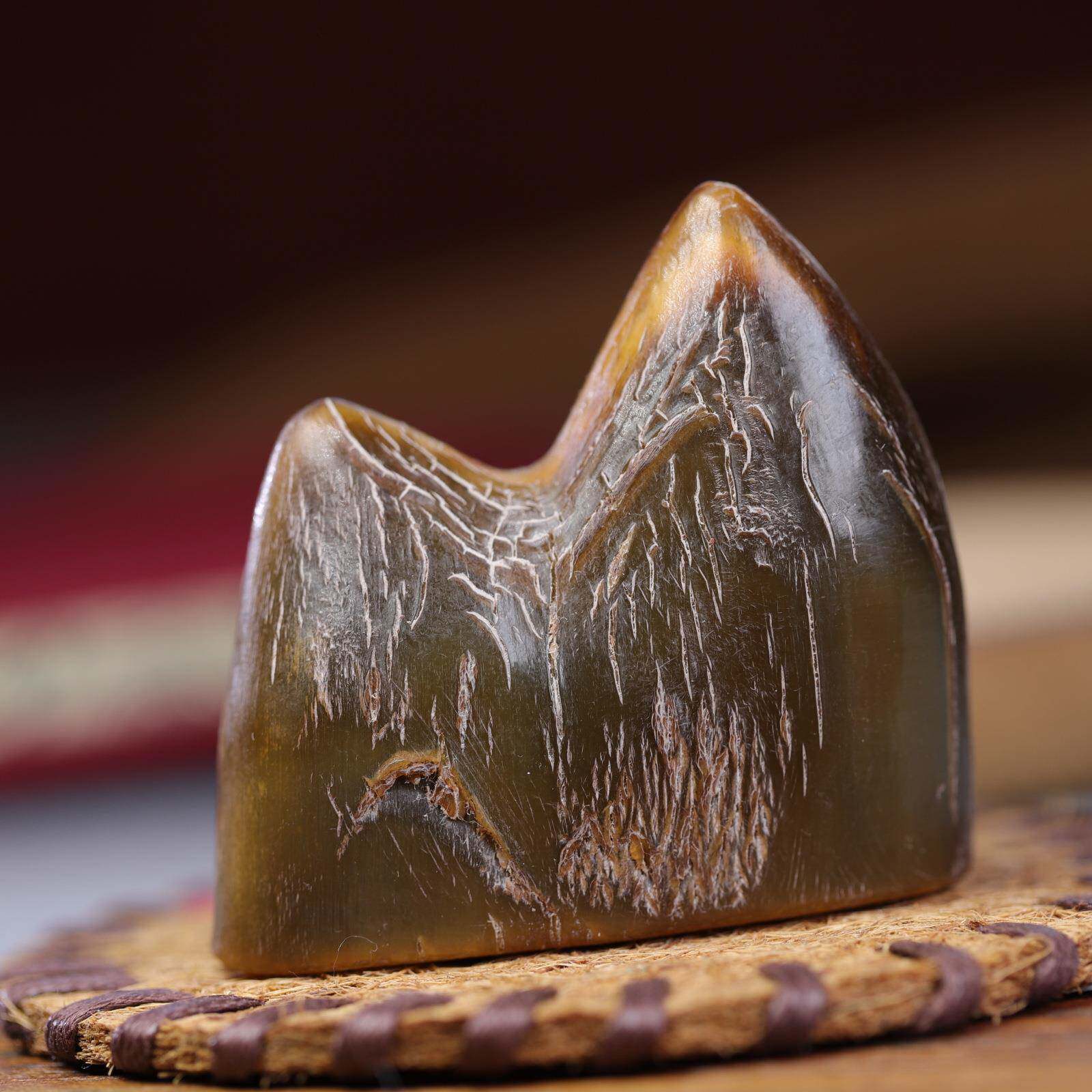 天然牦牛角工艺品摆件手把件仿披毛犀摆件鱼子纹角制品