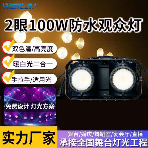 2眼100W LEDcob防水观众灯暖白双色户外高亮面光灯户外文旅演出灯