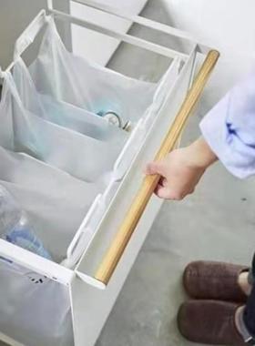 AMIA圾ZA日式简约K山崎实业日式移动式分类垃圾架挂Y垃袋挂架多功