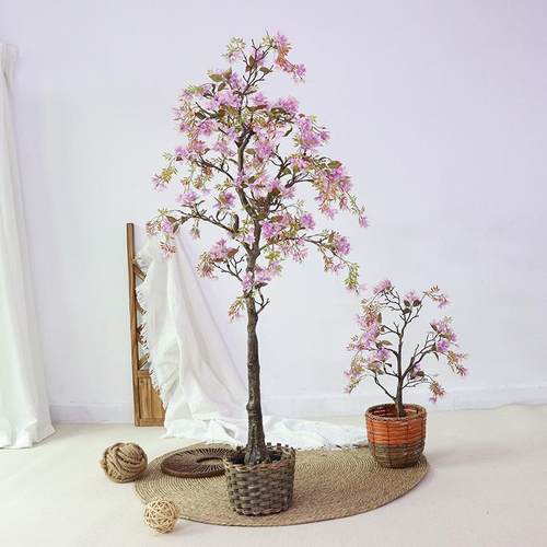 绿仿真海棠花树假室YQE内外客厅落植地装饰栽花造景盆花植物摆件