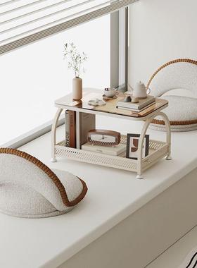 窗桌子卧室家用榻米玻璃小43283茶几网榻红飘奶油风阳台休闲小矮