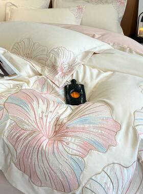 欧式A类婴级100支全长绒棉绣磨毛AL101156四母件套高端刺公主风棉