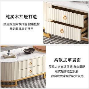 茶几2052新款 形璃组户合客厅家用玻实 小型简约网红岩板圆无品牌