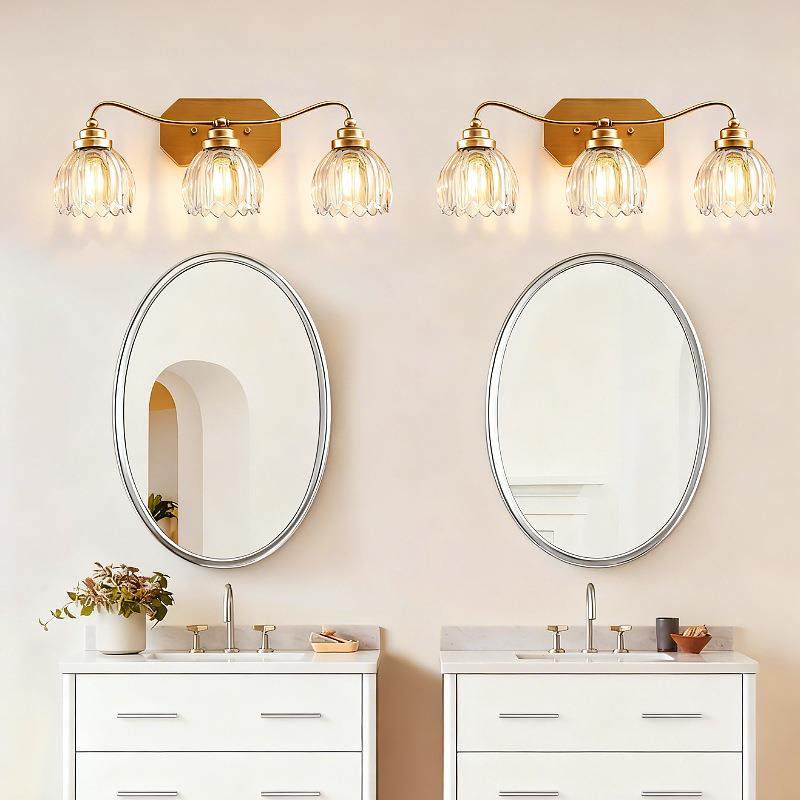 复古客轻奢浴室灯金色浴室梳妆台壁灯水晶玻璃罩灯,卧室灯XTP厅走