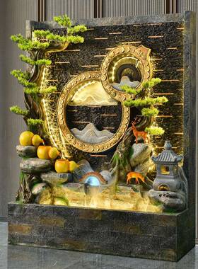 大型墙流水屏风招财摆幕件客厅院落地循环水假山喷庭泉景91271水