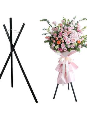 业花篮架子花篮开业黑色防腐碳HUS三化开落地三实木脚花架角架叉