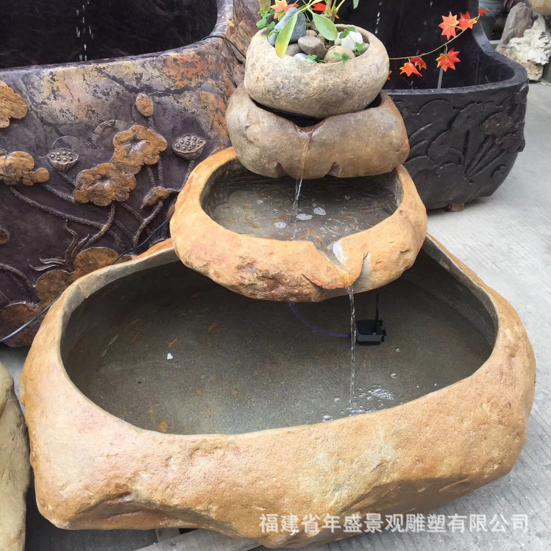 鹅卵石流水景观石聚宝盆