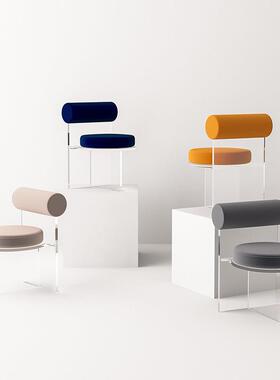 克力餐椅悬浮桌具家用36652网背红设亚计师化妆凳靠厚加轻奢透明