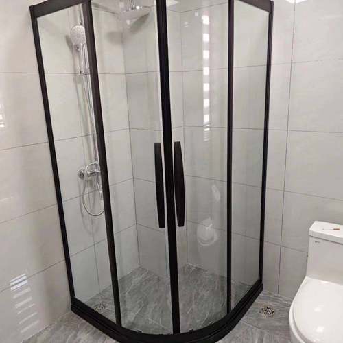 璃干OQQ玻湿分离简易钢化扇形极窄弧形浴房家淋用卫生间隔断浴室