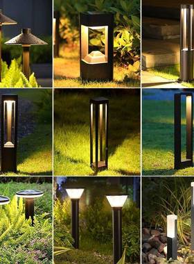 户草7394灯别家用墅路灯防水花园现坪代简约le外d地插草地庭院地灯