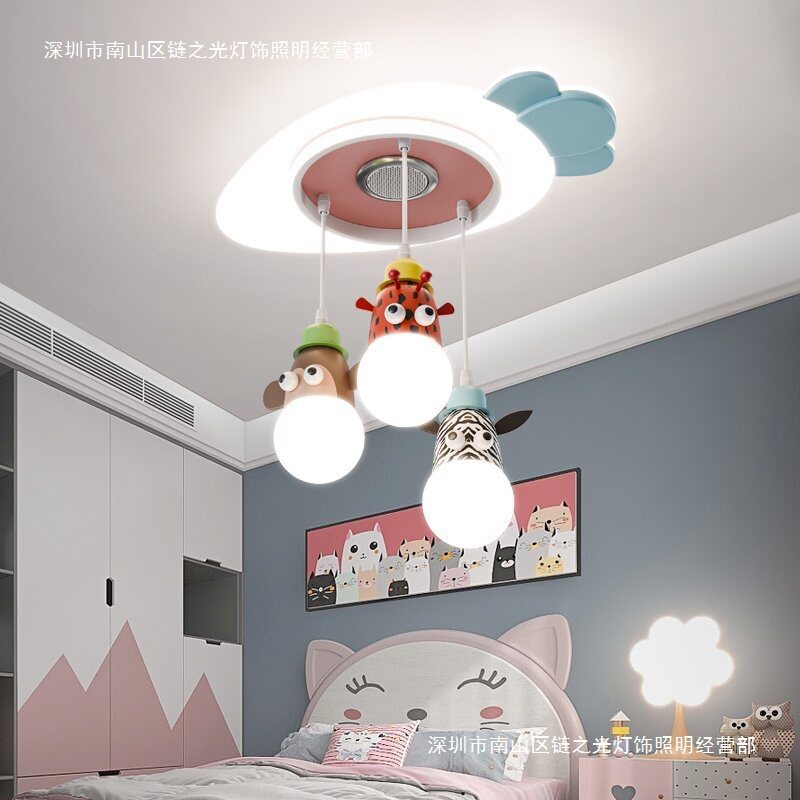 儿童房云彩吸顶灯简约现代女孩公主温馨卧室灯创意彩虹卡通灯具