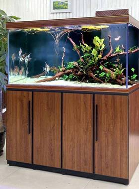 鱼缸客厅家用WSO20缸24新款懒人水族箱型白玻璃大中底滤屏风超隔