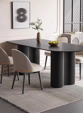 板奶油风饭高端椭圆形餐厅桌子家用约吃简桌子纯白色岩餐桌53331