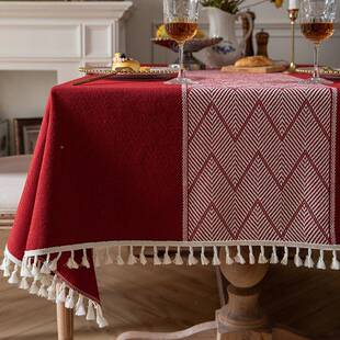 几新中式结喜桌布红色复古46328219事花流苏家用婚礼婚婚房装茶长