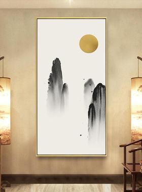 新中画式入户关装饰画抽象水玄墨画走廊过道挂茶室书房壁QZ202101