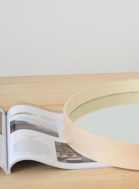 壁实木圆镜原木浴室镜子化妆木质镜挂圆镜子日式圆形镜卫G002生间