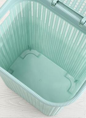 S58F7567M768大衣号方形塑料藤编脏篮带盖洗衣篮脏衣服收纳仿衣筐