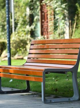 公长园椅户外椅休闲靠HTF腐木塑木室外长凳子条背排椅庭防院铸铝