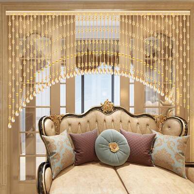 水晶葫芦支珠帘卧室门37321帘免打孔撑杆厕所隔断玄关过道饰装厅