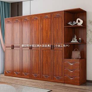 金花梨木实木纳衣柜家用卧室大衣对橱大小容量户ISW型收储物开门